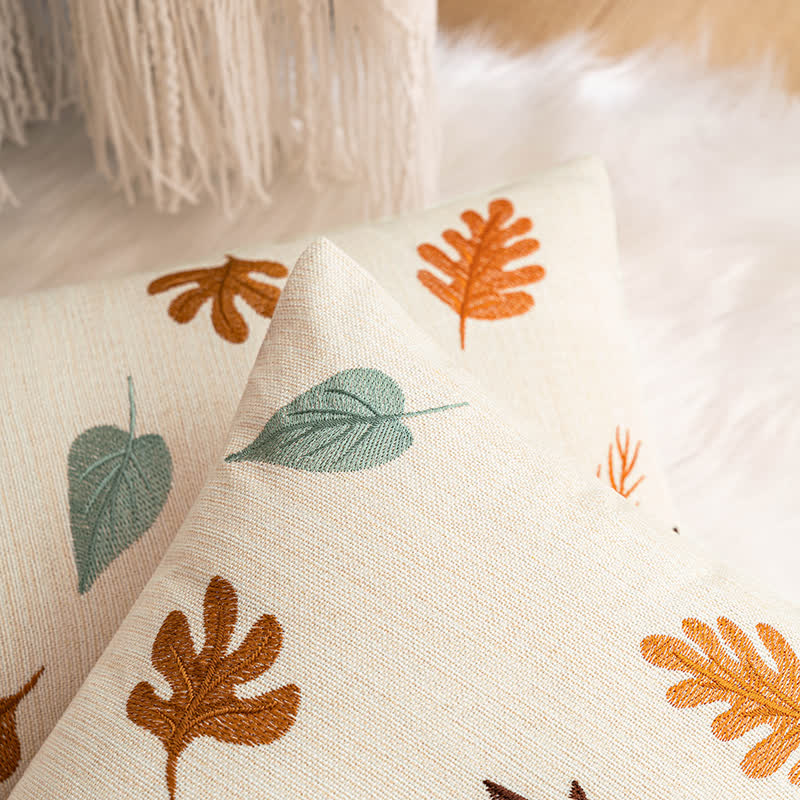 Pumpkin & Leaf Print Embroidered Pillowcase Pillowcases Ownkoti 3