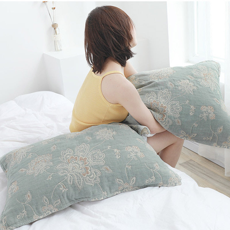 Boho Flower Cotton Double-Side Pillow Towel (2PCS) Pillowcases Ownkoti 13