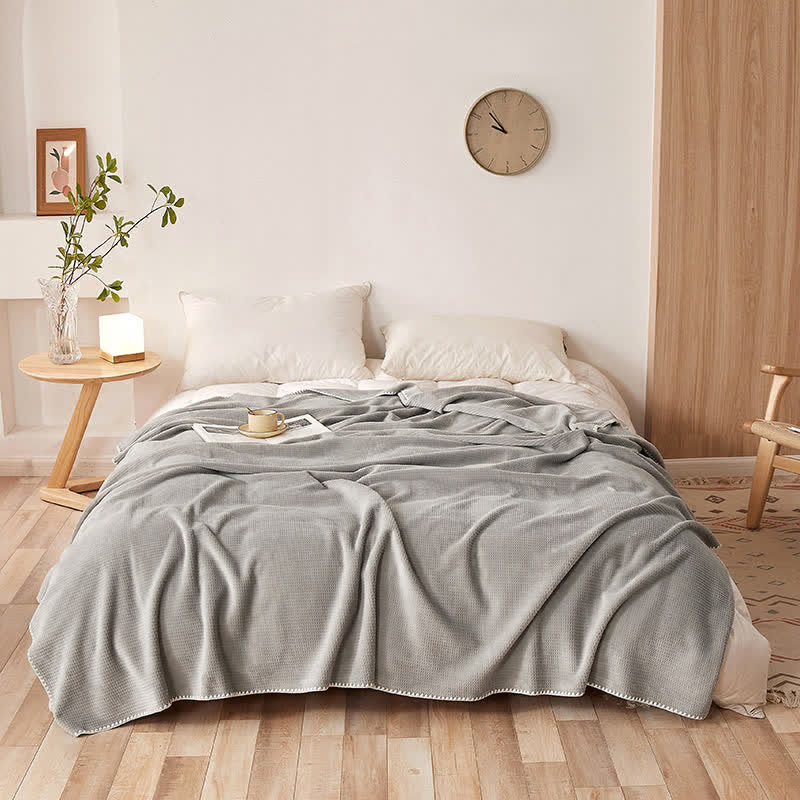 Stylish Solid Color Waffle Soft Blanket