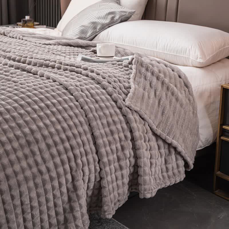 Solid Color Grid Soft Throw Blanket Blankets Ownkoti Sliver Gray Queen