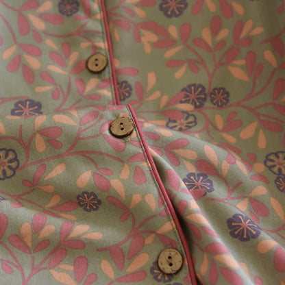 Floral Print Cotton Silk Loungewear Set Loungewear Ownkoti 5