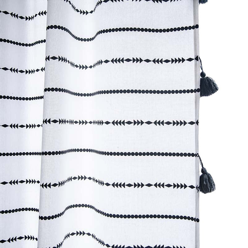 Bohemian Striped Cotton Translucent Tassel Curtain