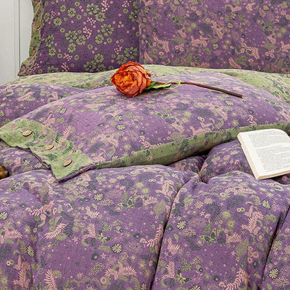 Boho Flower Purple Cotton Bedding Sets(4PCS) Bedding Set Ownkoti 8