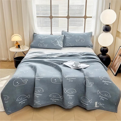 Whales & Dolphins Cotton Gauze Lightweight Quilt