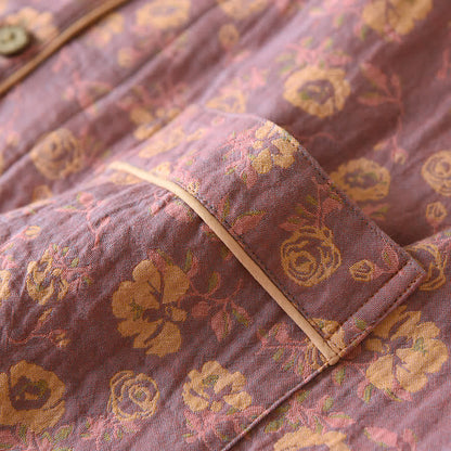 Retro Rose Cotton Gauze Pajama Set
