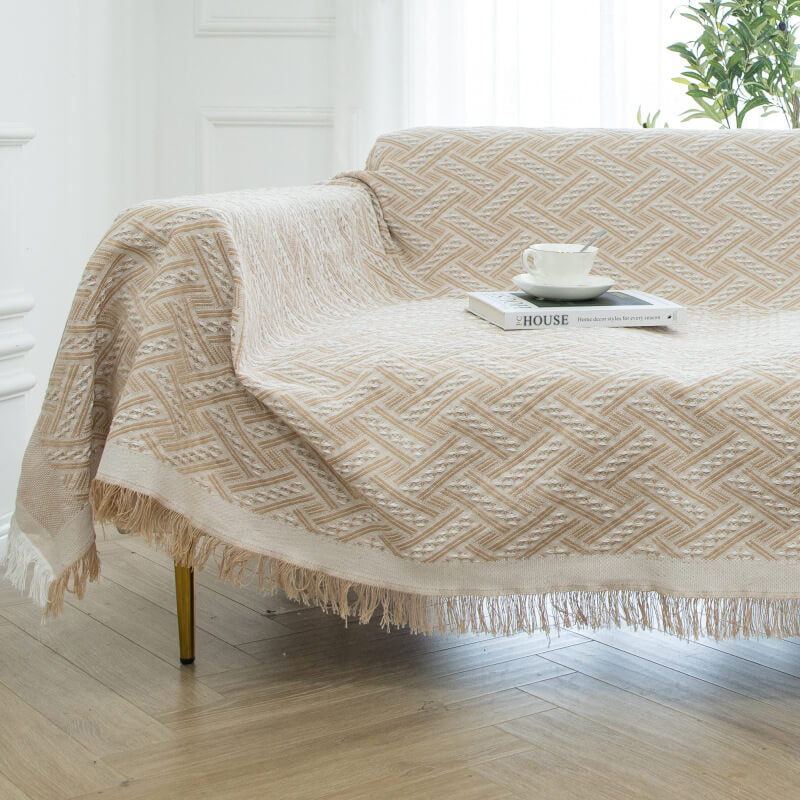 Soft Tassel Blanket Reversible Sofa Cover
