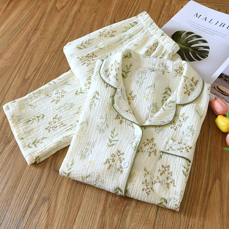 Floral Cotton Double Gauze Pajama Set