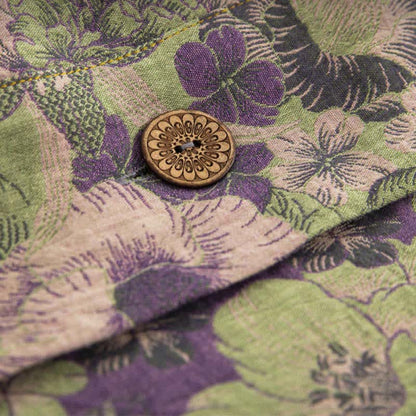 Retro Floral Button Cotton Bedding Sets (4PCS)