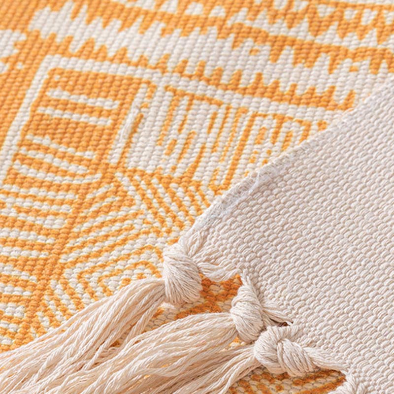 Stylish Pattern Tassel Cotton Bedroom Rug