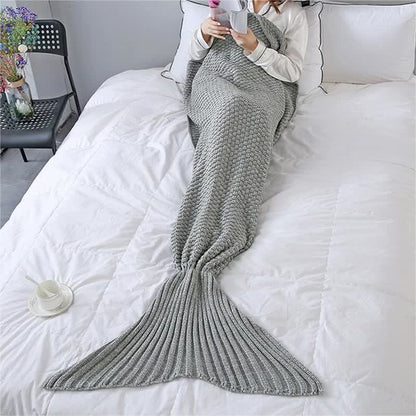 Solid Color Knitted Mermaid Tail Blanket