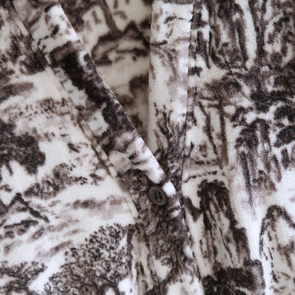 Landscape Painting Thick V-neck Pajama Set
