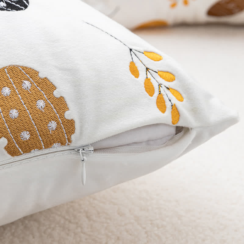Egg & Leaf Print Embroidered Pillowcase Pillowcases Ownkoti 3