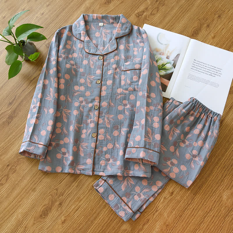 Jacquard Blueberry Cotton Gauze Loungewear Set – ownkoti