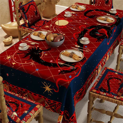 Luxurious Dragon & Star Rectangle Tablecloth