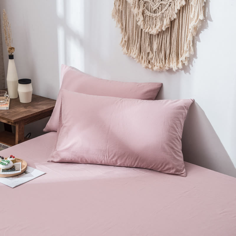 Ownkoti Simple Soft Cotton Pillowcase (2PCS) Pillowcases Ownkoti Pink 48cm x 74cm