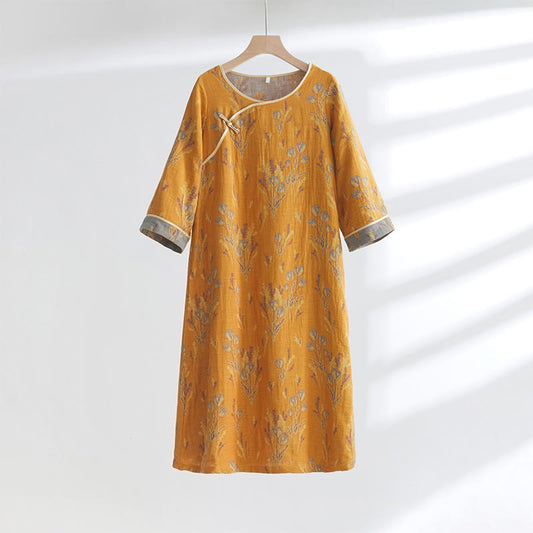 Tulip Woven Frog Button Cotton Nightdress