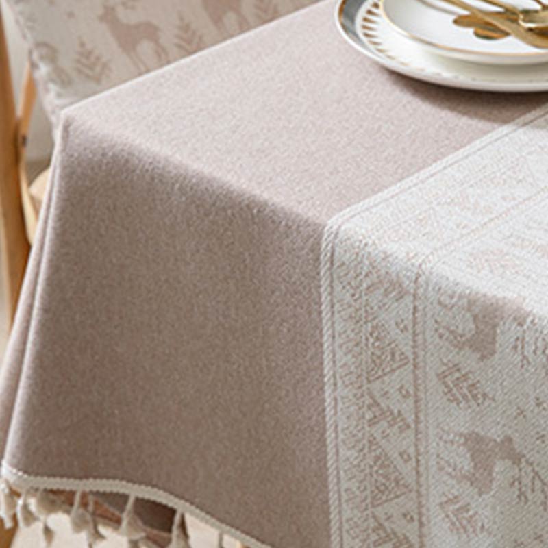 Christmas Tablecloth Rectangle Elegance Elk Table Cover with Tassel