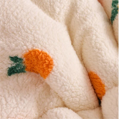 Orange Print Lamb Velvet Thick Fluffy Blanket