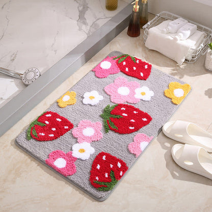 Cute Strawberry & Flower Non-slip Bath Mat