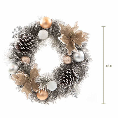 Ownkoti Christmas Silver Wreath with Pine Cone