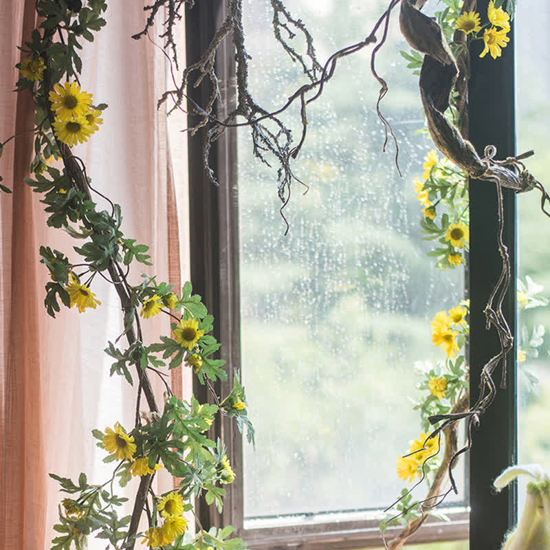 Artificial Flower Hanging Vine Daisy Leaves Decor Ownkoti 4