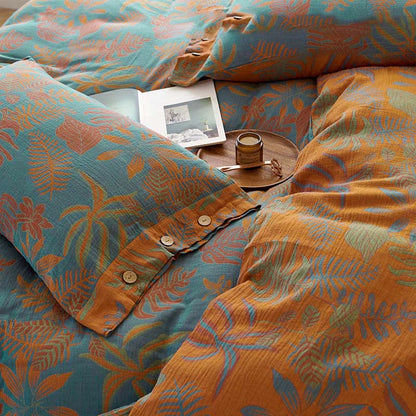 Leaf Button Duvet Cover Bedsheet & Pillowcases (4PCS) Bedding Set Ownkoti 3