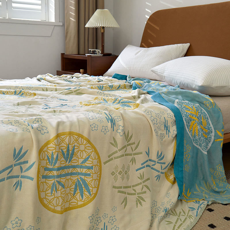 Pastoral Bamboo Flower Soft Reversible Quilt