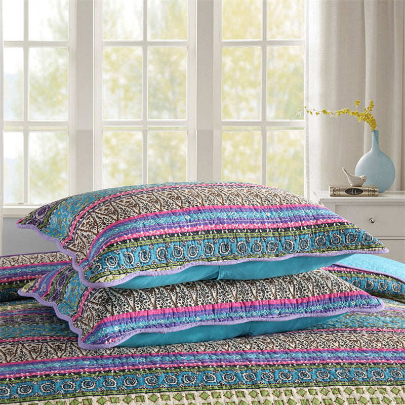 Striped Jacquard Style Quilt with Pillowcase Bedding Set Ownkoti 4