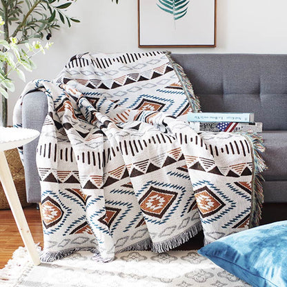Bohemian Knitted Lounge Blanket with Tassel