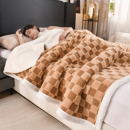 Fashion Checkerboard Thick Warm Throw Blanket
