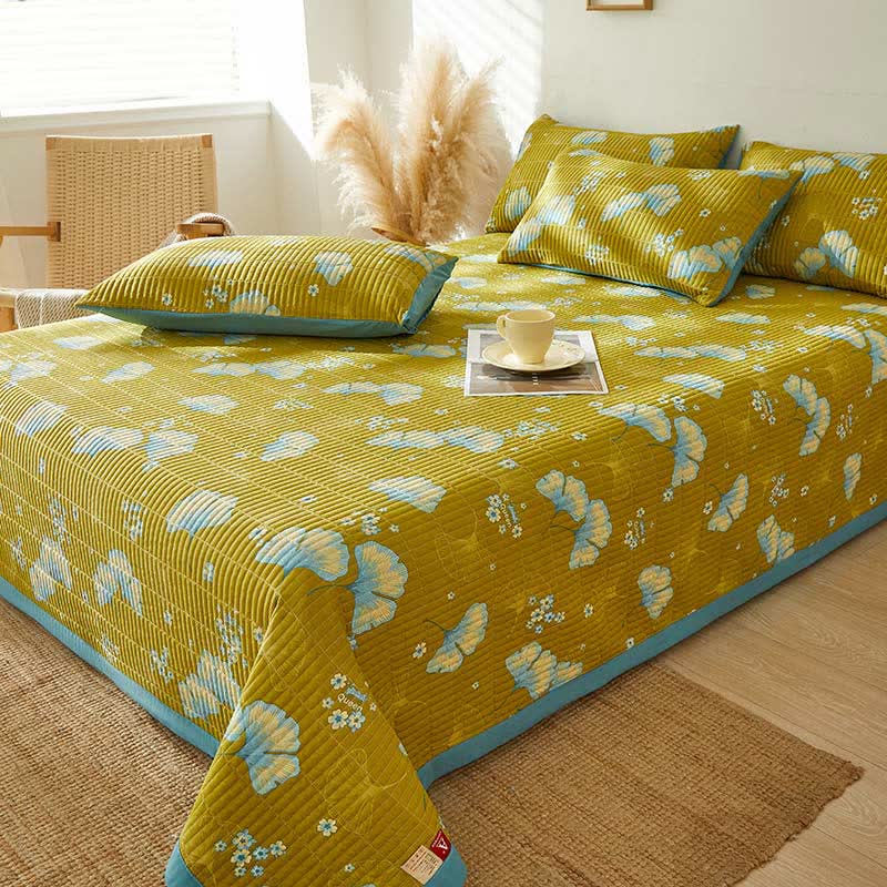 Retro Coverlet Blanket with Ginkgo Leaf Coverlets Ownkoti 2