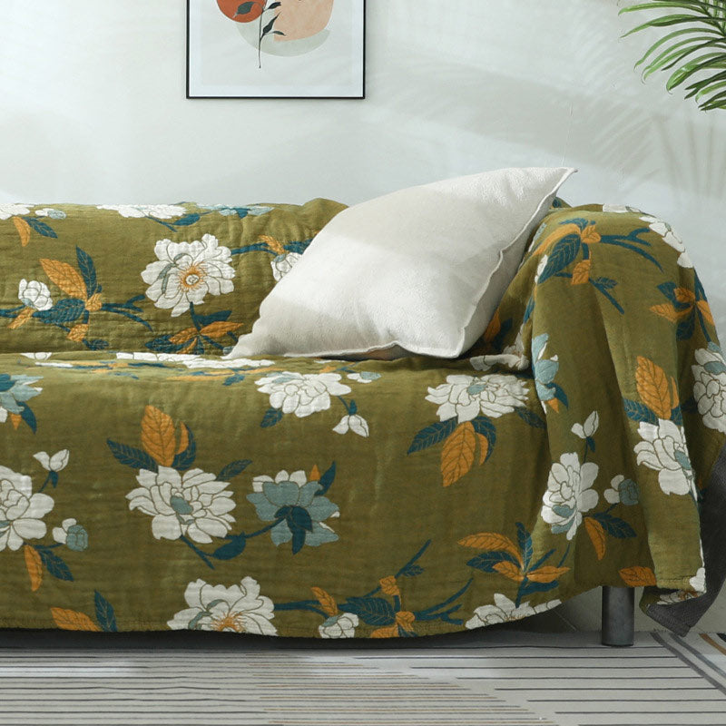 Cotton Flower Reversible Blanket Couch Cover