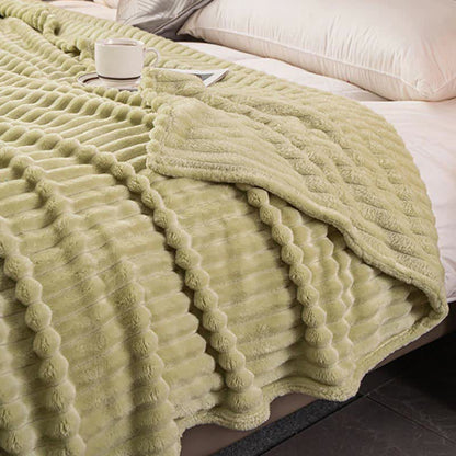 Solid Color Stripe Soft Throw Blanket Blankets Ownkoti Green Queen