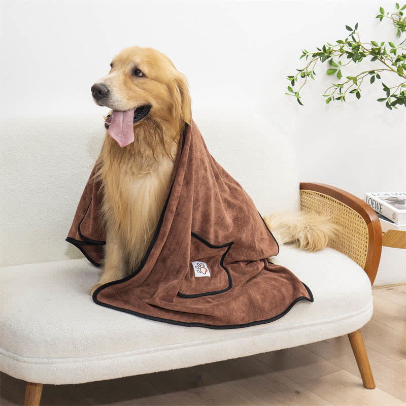 Solid Color Absorbent Comfy Pet Bath Towel