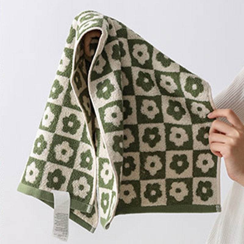 Plaid Flower Breathable Cotton Towel
