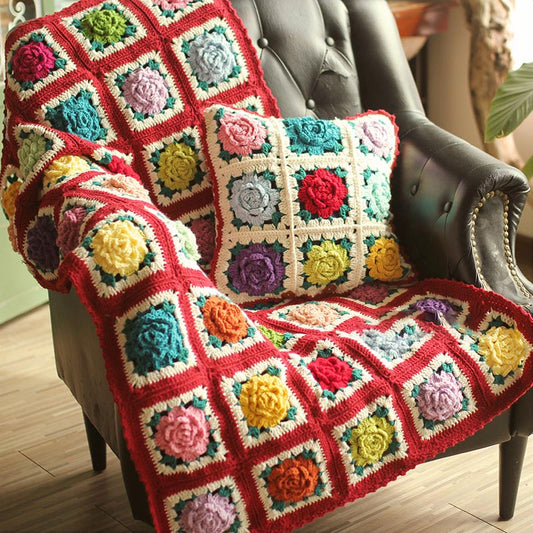 Plaid Flower Sofa Cover Crochet Blanket
