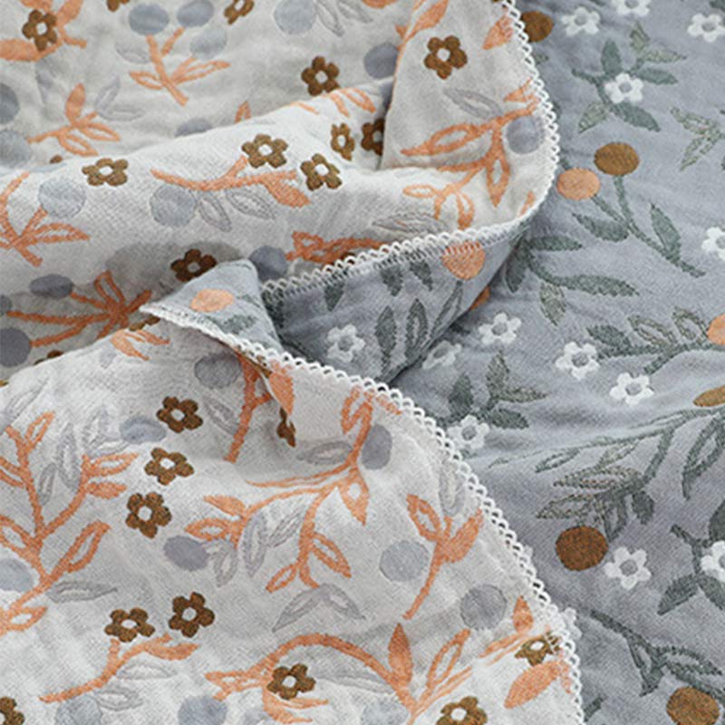 Retro Reversible Coverlet Soft Floral Quilt