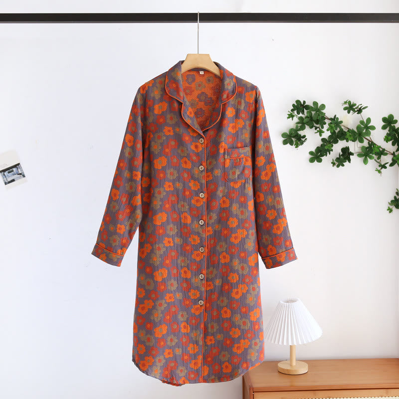 Flower Pattern Comfy Cotton Loungewear Nightdress