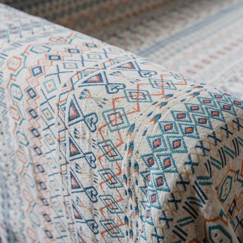 Geometric Patterns Sofa Protector With Tassel