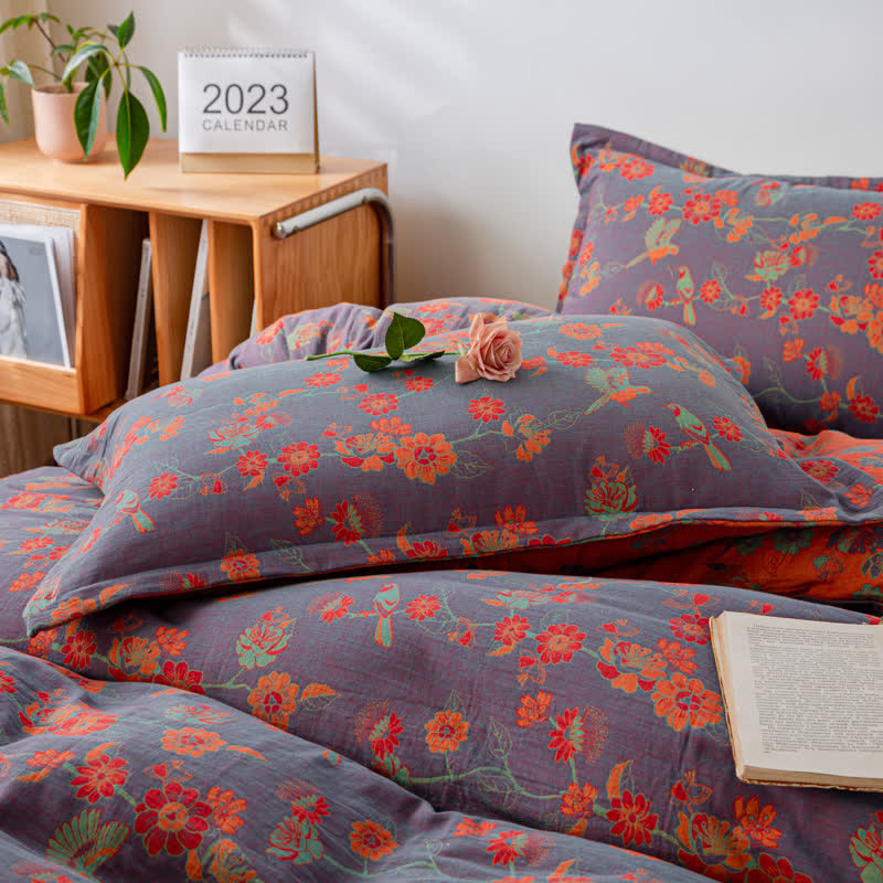 Blossoming Flower Duvet Cover Bedsheet & Pillowcases (4PCS) Bedding Set Ownkoti 2