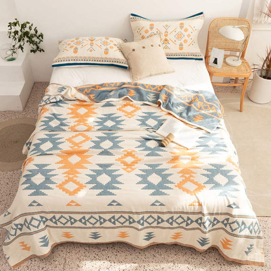 Ownkoti Triangle Print Reversible Cotton Quilt Coverlet