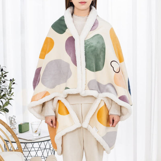 Colorful Pattern Warm Fleece Shawl Wrap