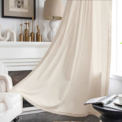Cotton White Curtain Hollow-Out Drapes with Tassel Curtains Ownkoti 2