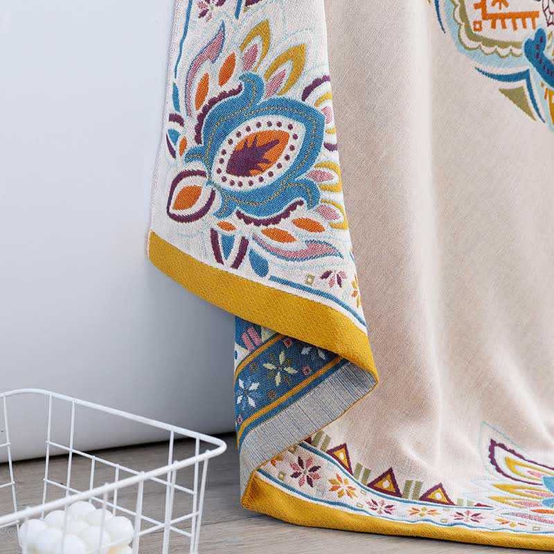 Elephant & Flower Cotton Reversible Bath Towel Towels Ownkoti 6