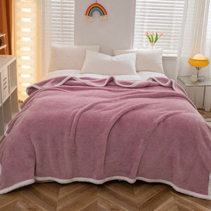 Solid Color Warm Reversible Flannel Blanket