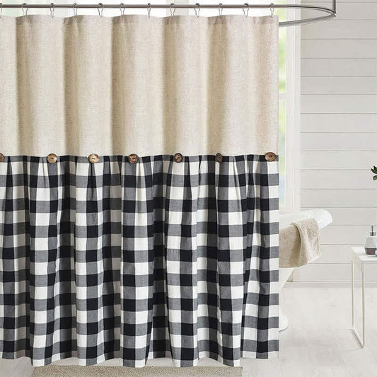 Simple Grid Waterproof Shower Curtain