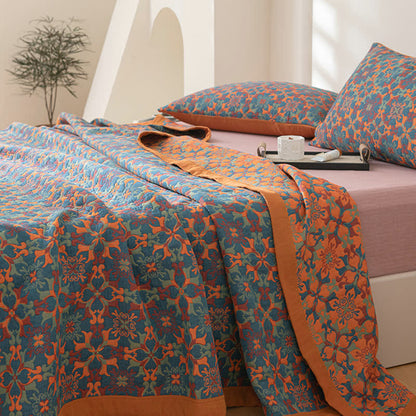 Orange & Blue Pattern Six Layers Cotton Quilt Quilts Ownkoti 6