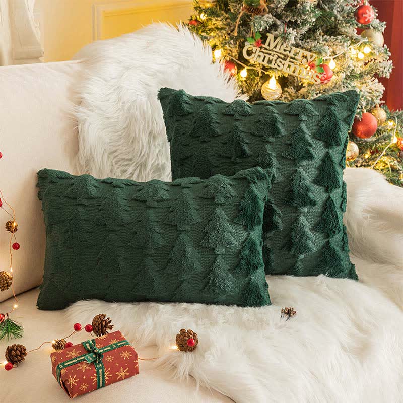 Christmas Tree Soft Fluffy Decorative Pillowcase