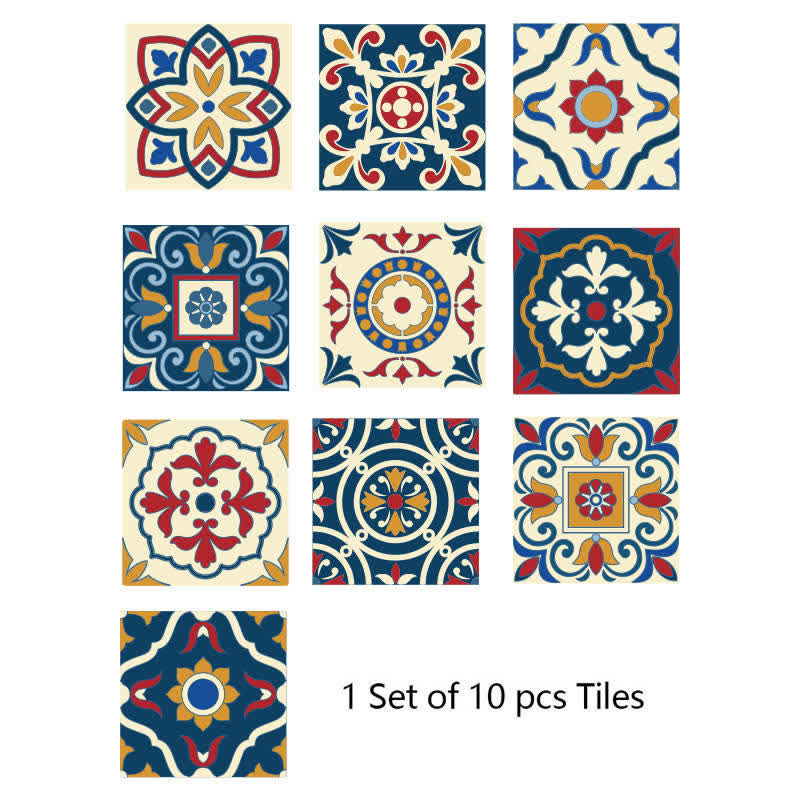 Ownkoti Colorful Mixed Pattern Wallpaper Tile Sticker (10PCS)