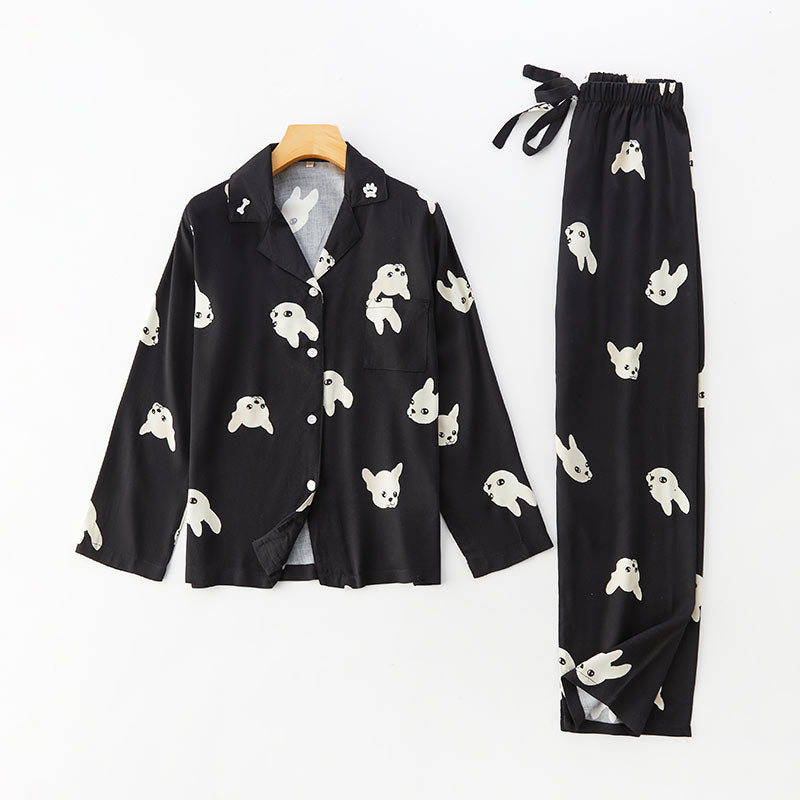 Cute Dog Pajama Set V-Neck Loungewear